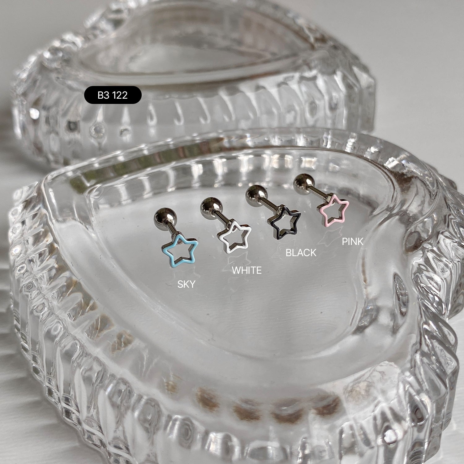 B3 122 4色カラーラインスターピアス