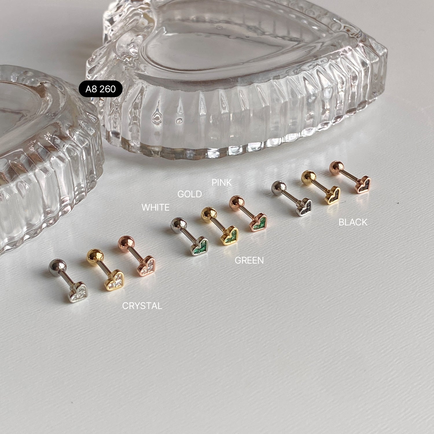 A8 260 キュービックミニハートピアス