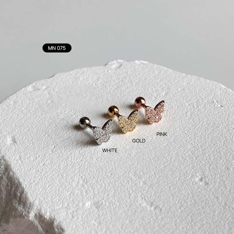 MN 075 キュービック蝶ピアス
