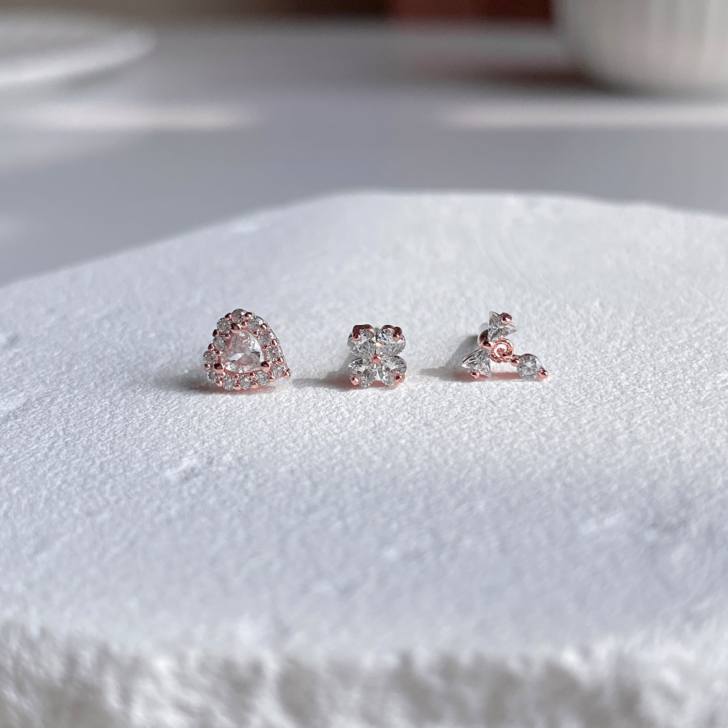 SET-061 ラブリーミニリボンハートピンクピアスセット