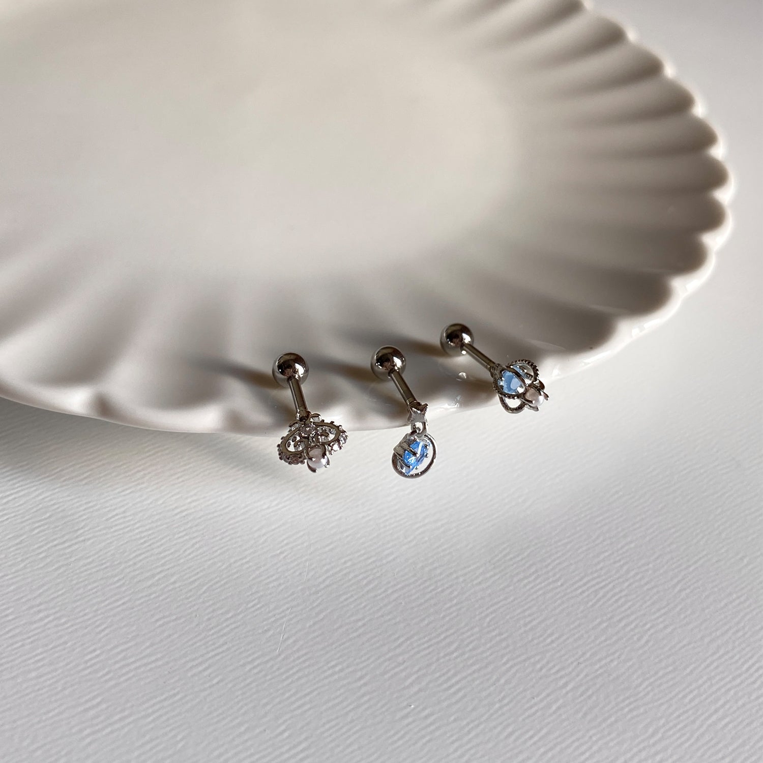 SET-032 ガラガラブルースターハートクラウンピアスセット