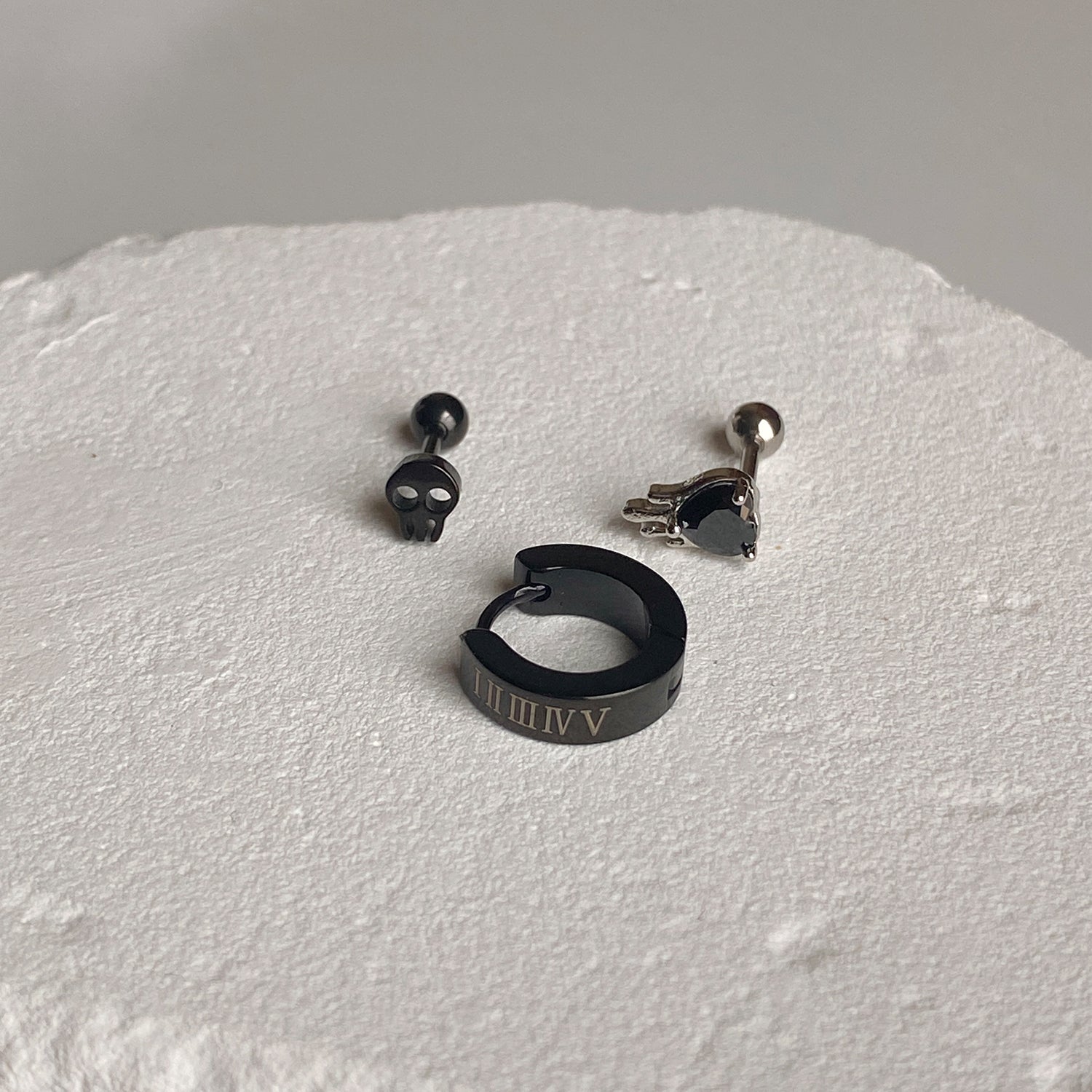 SET-013 ポイズンストーンハートワンタッチリングピアスセット