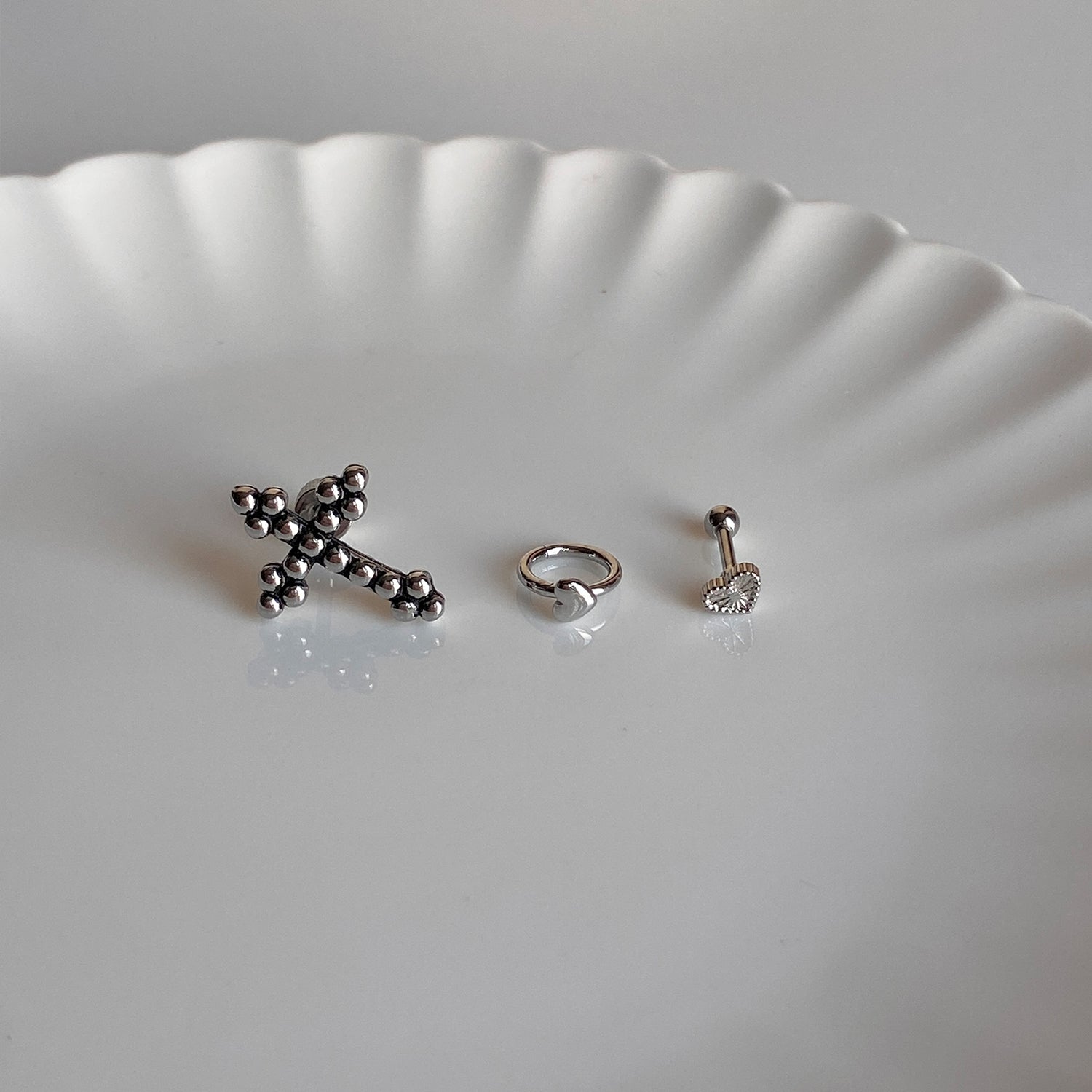 SET-088 ハートリングキュービックハートピアスセット