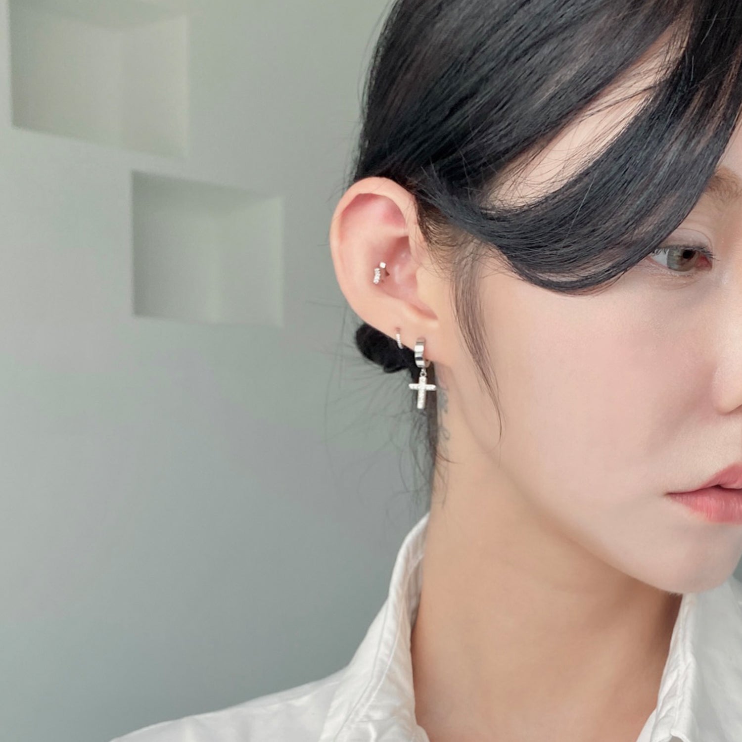 SET-025 サージカルキュービックミニスターセグメントリングピアスセット