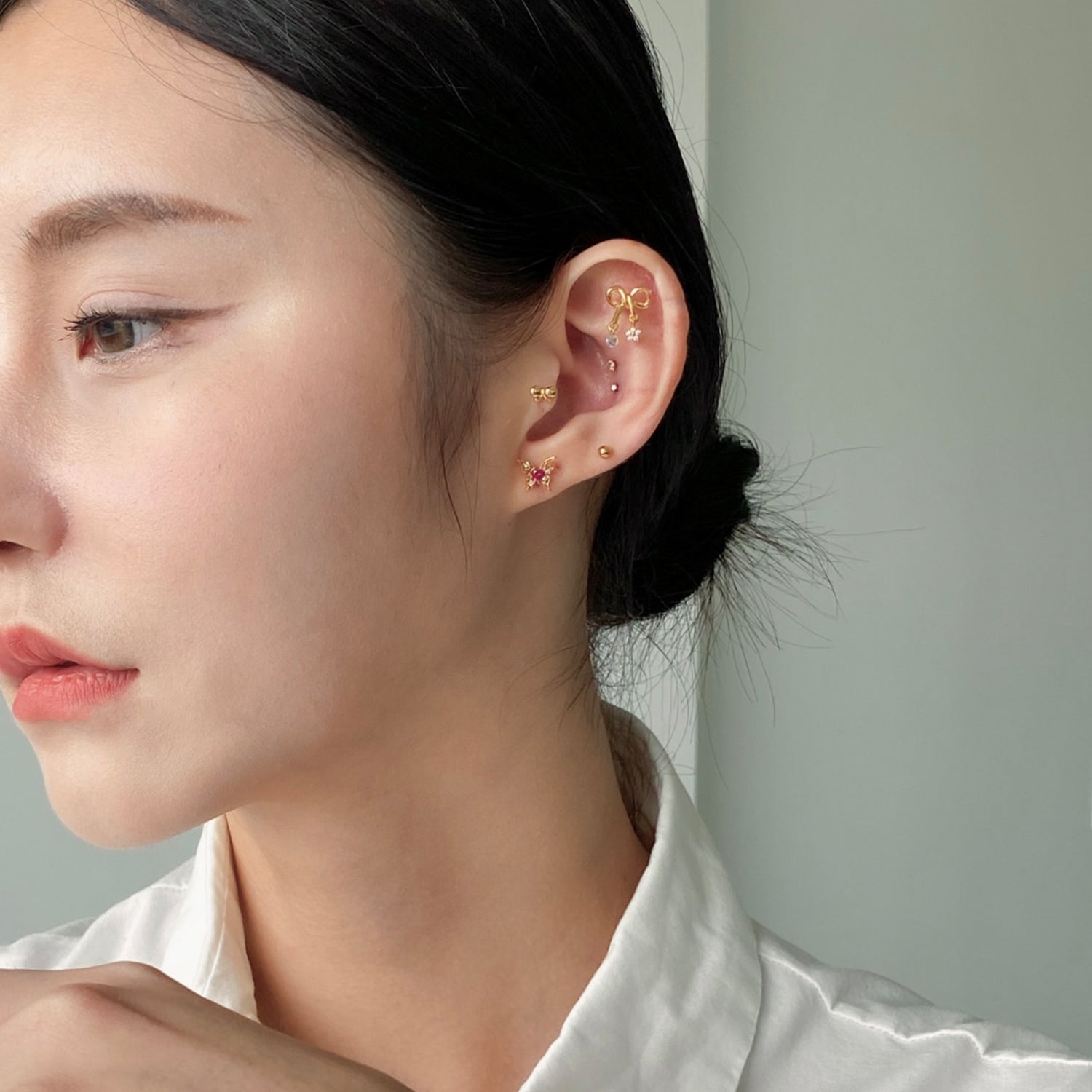 SET-047 ゴールド蝶パーティーポイントキュービックピアシンセット