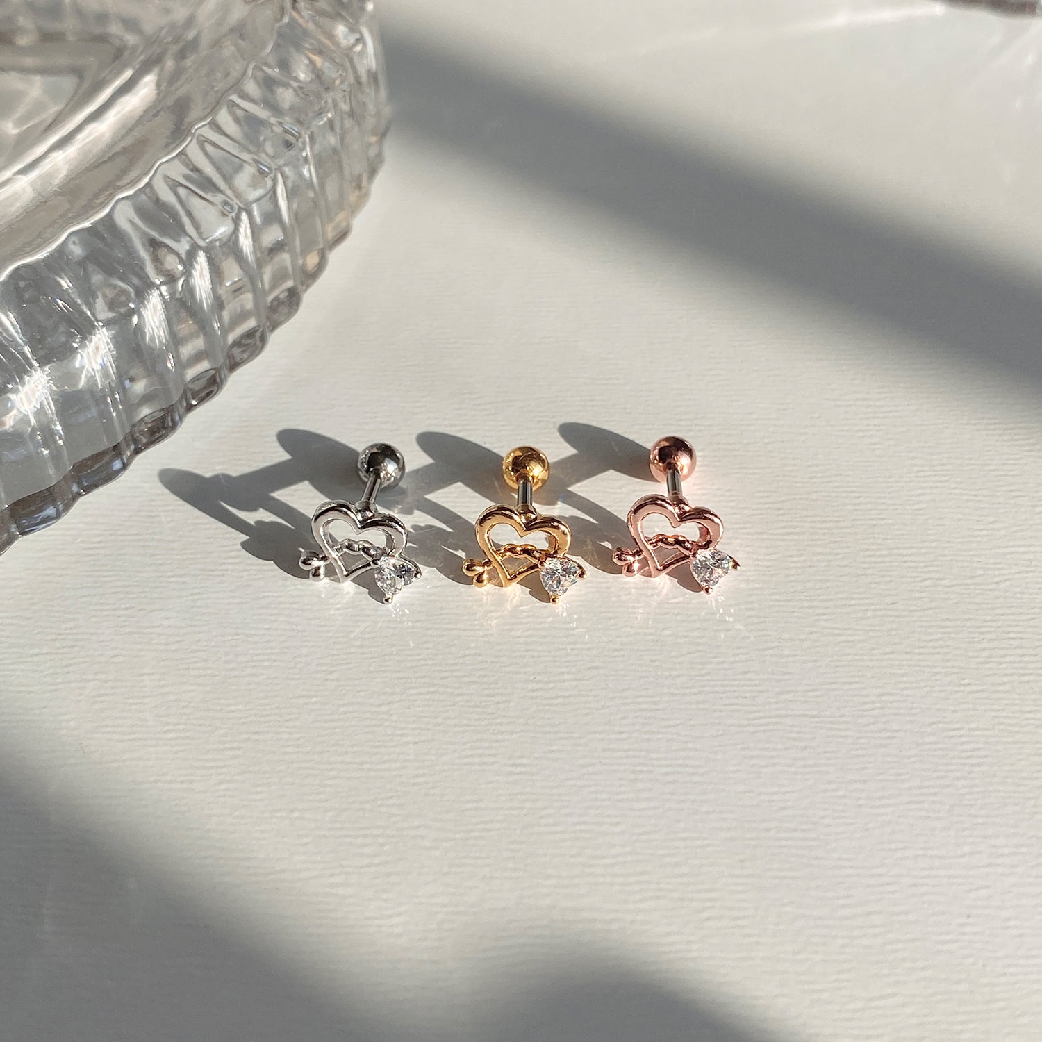 A5 253 キュービックラインクロスハートピアス