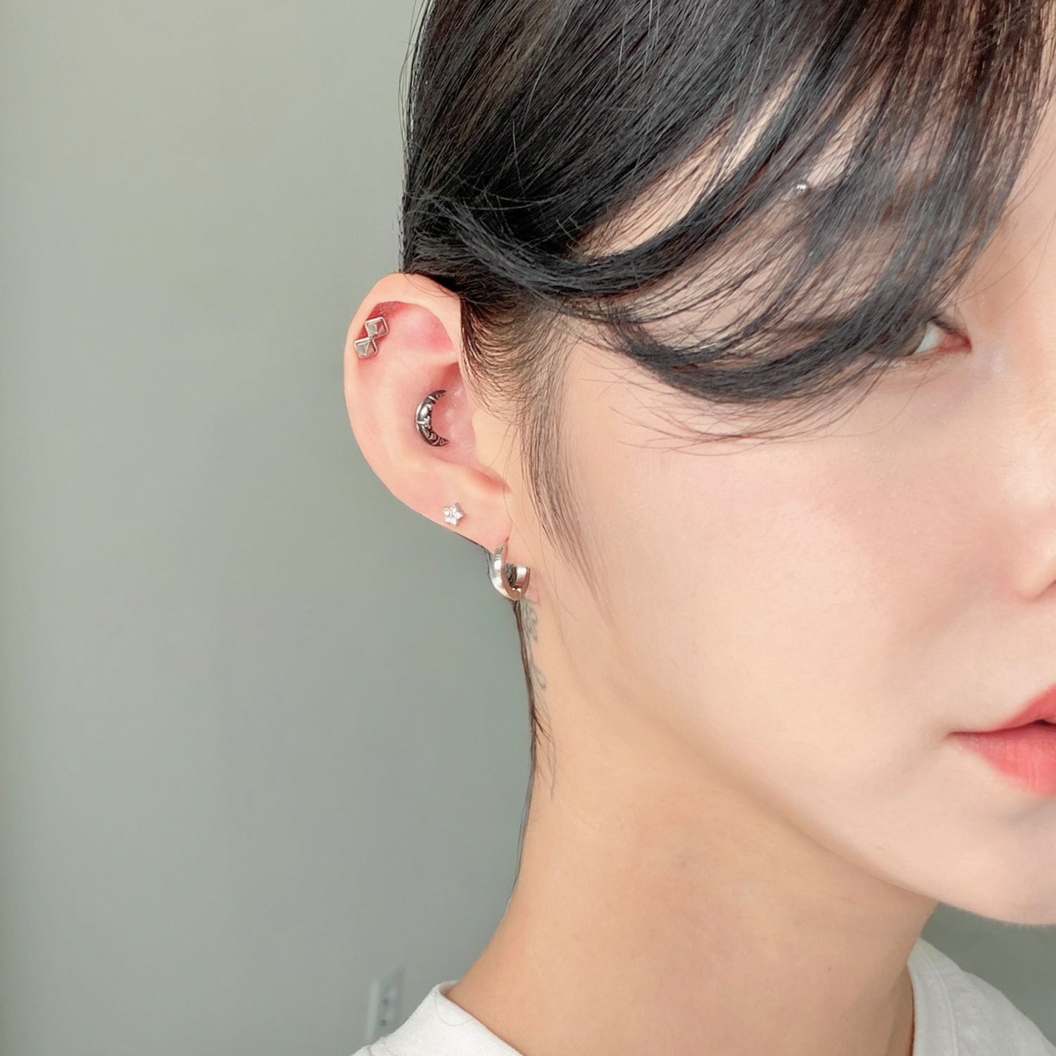 SET-010 サージカルエンティックキュービックミニムーンスターピアスセット