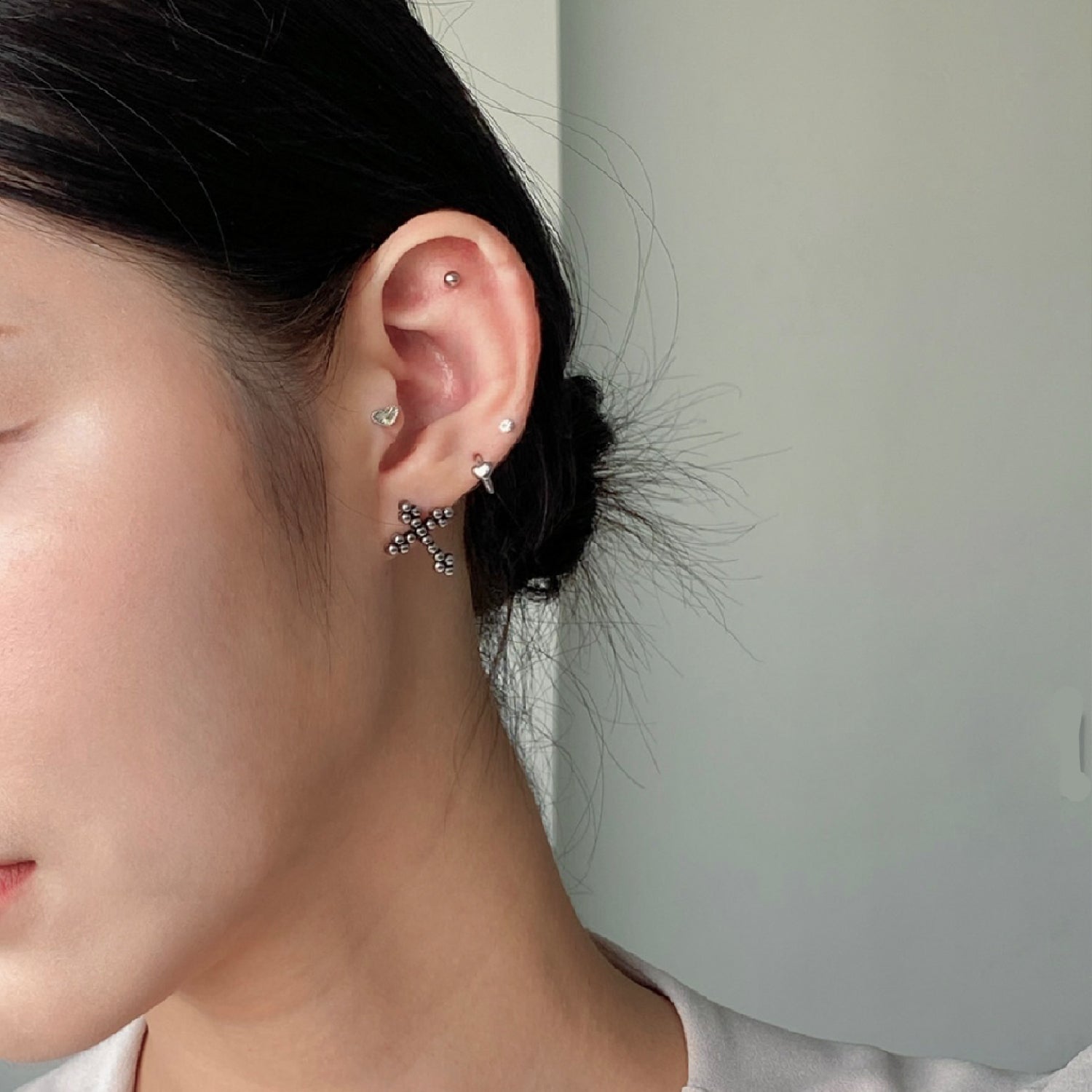 SET-088 ハートリングキュービックハートピアスセット