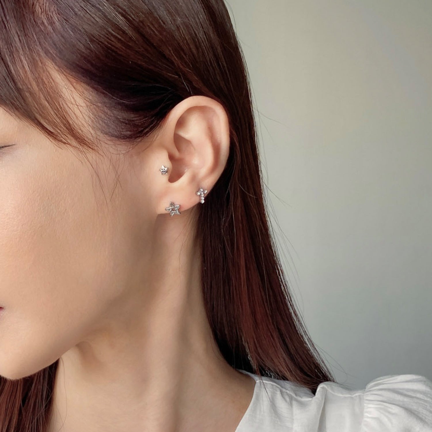 SET-078 エンティッククロススマイルラインスターピアスセット