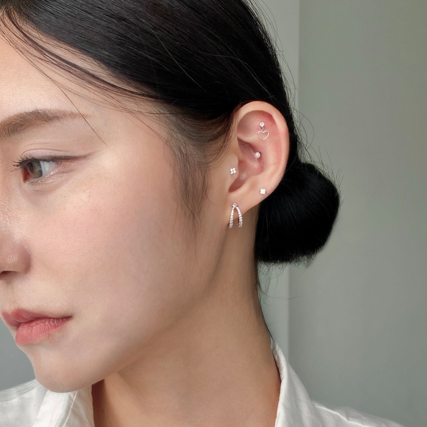 SET-030 ヘリックスクロスソードダブルリングキュービックピアスセット