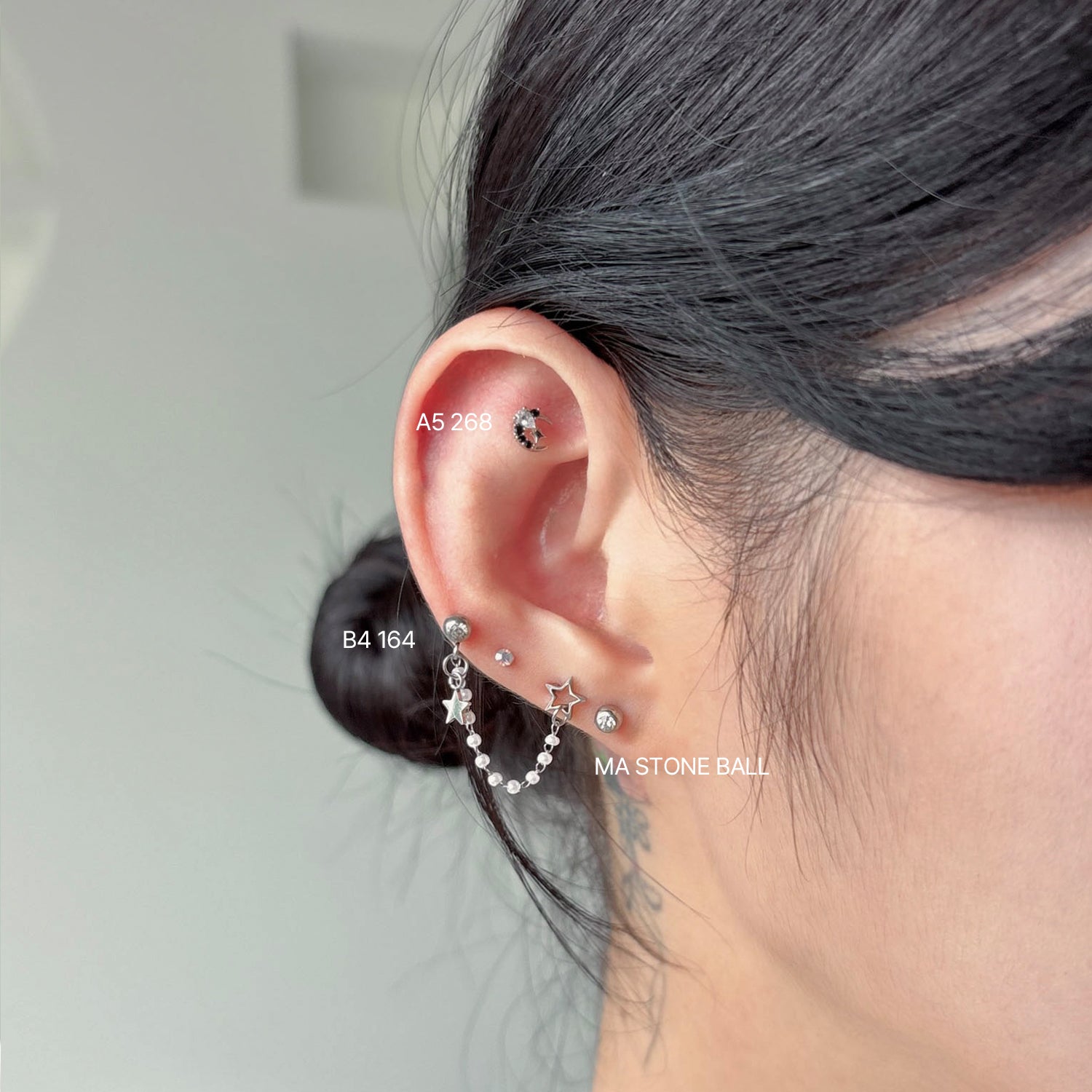 SET-080 ツートンキュービックドアストーンボールピアスセット