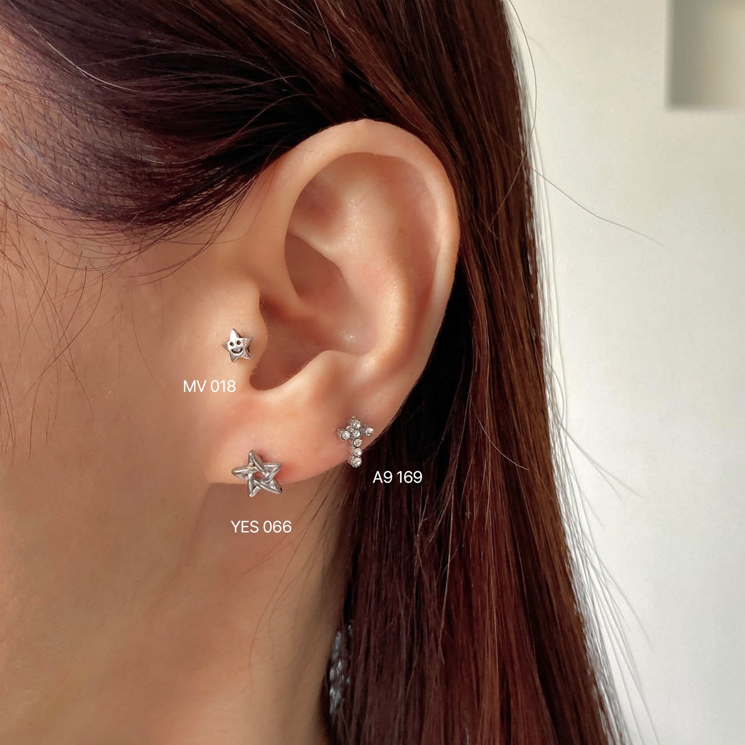 YES 066 ラインスタースチールバーベルピアス