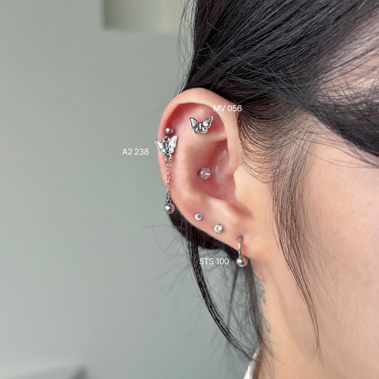 STS 100 基本ワンボールシグメントリングピアス