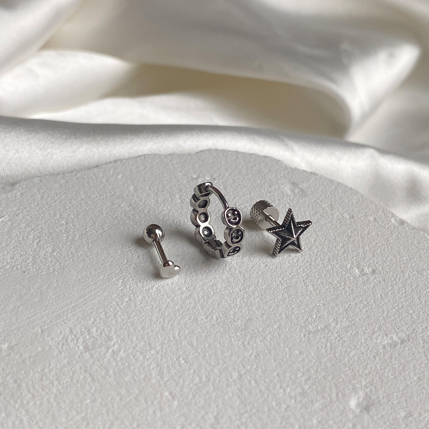 SET-015 ミニシンプルハート スマイルリングピアスセット