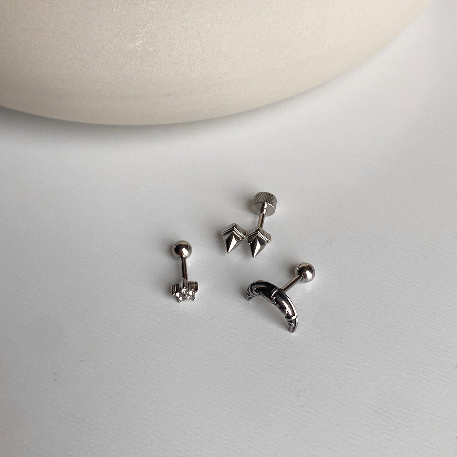 SET-010 サージカルエンティックキュービックミニムーンスターピアスセット