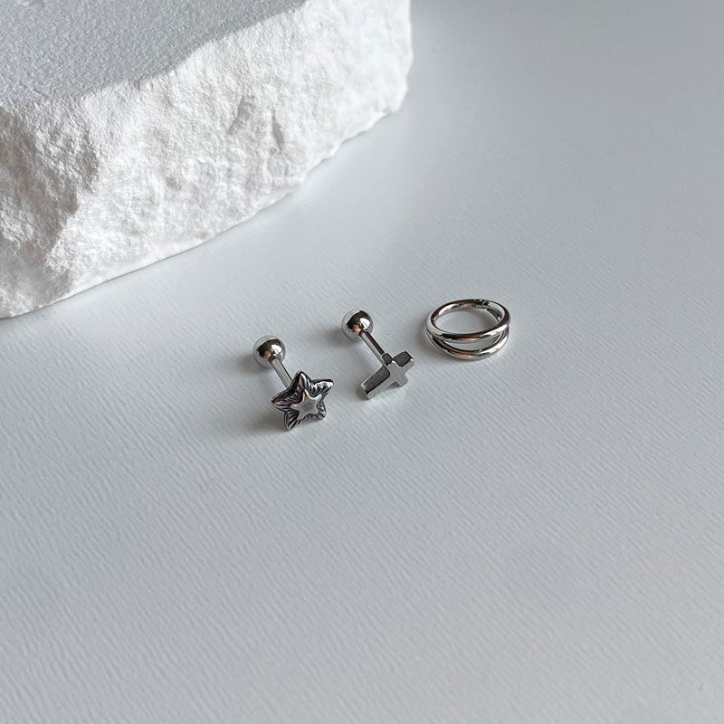 シンプル クロス ピアス (심플 십자가 피어싱)