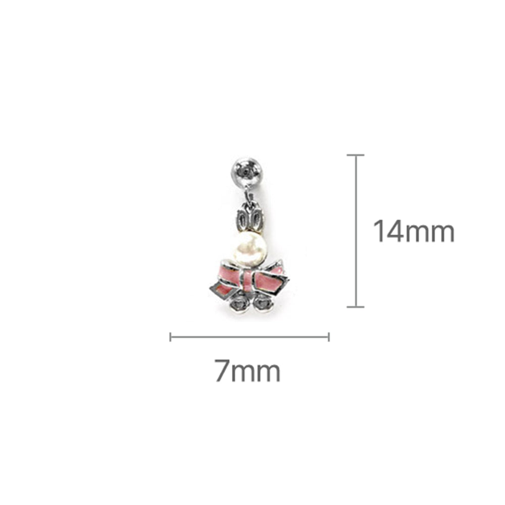 TheminisレビットパールポイントリボンドロップピアスA10 074