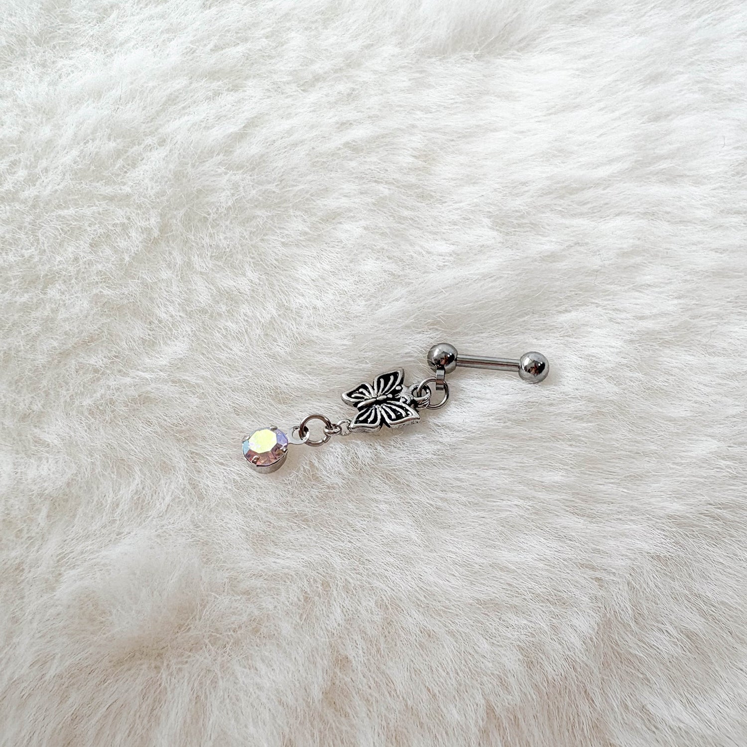 theminis ドロップ 蝶 真鍮 キュービックジルコニア ピアス 軟骨ピアス a2 248