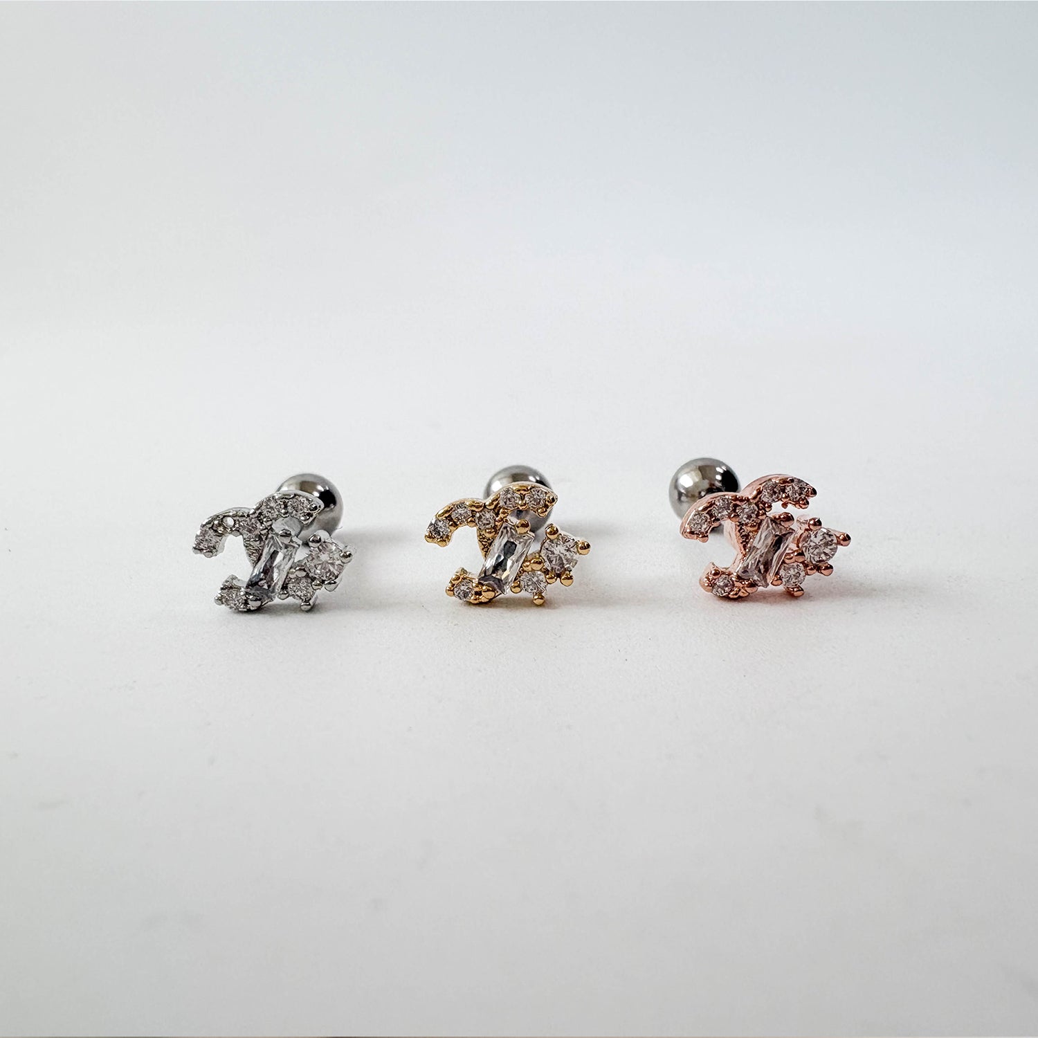 theminis カーブ 真鍮 キュービックジルコニア ピアス ボディピアス mn 166