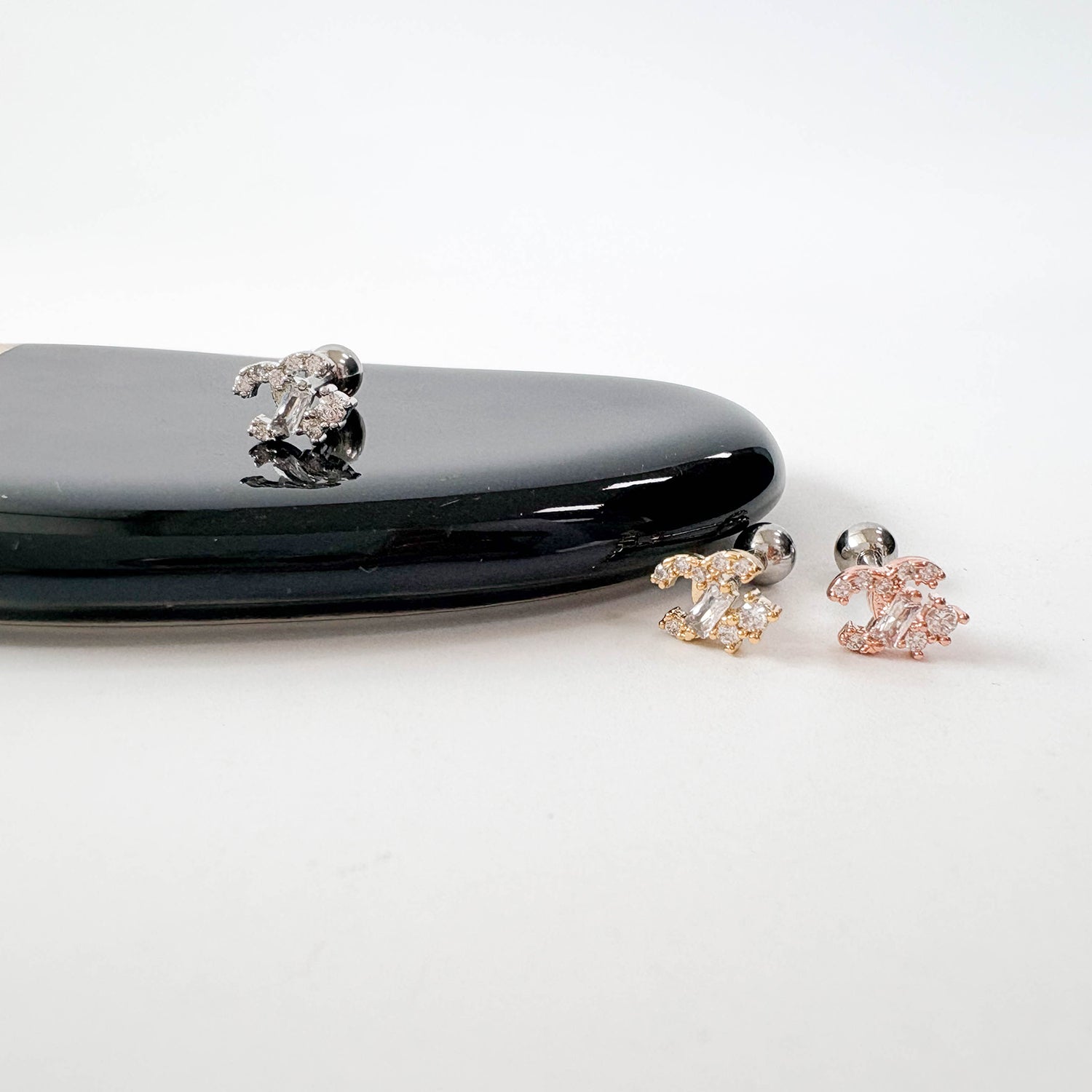 theminis カーブ 真鍮 キュービックジルコニア ピアス ボディピアス mn 166