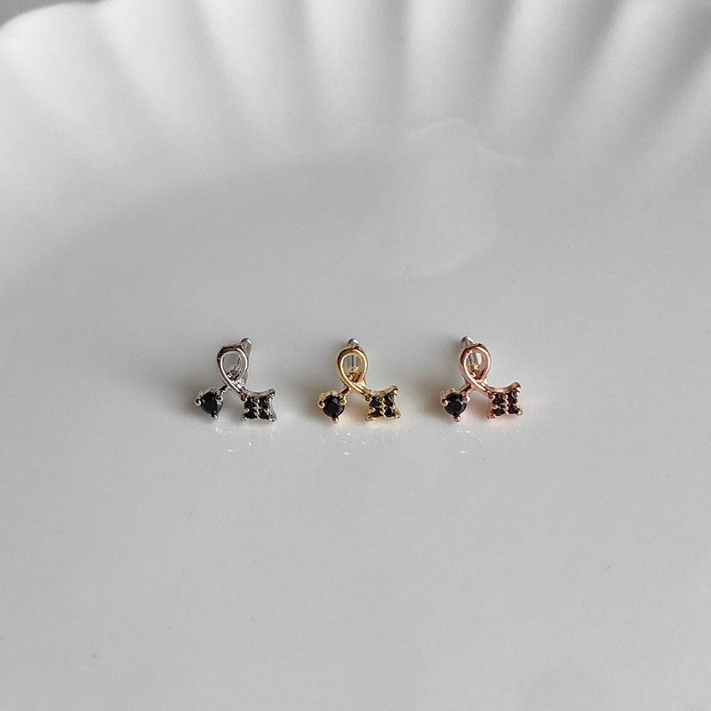theminis ブラック 真鍮 キュービックジルコニア ピアス ボデイピアス mp 160