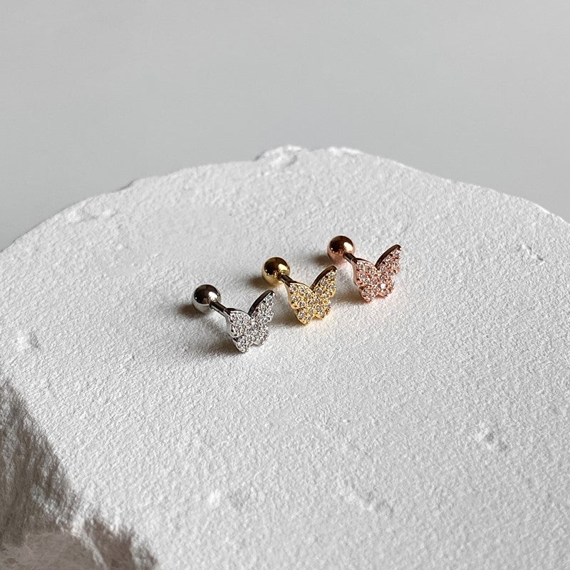 theminis  蝶 真鍮 キュービックジルコニア ピアス シンプルピアス a4 115