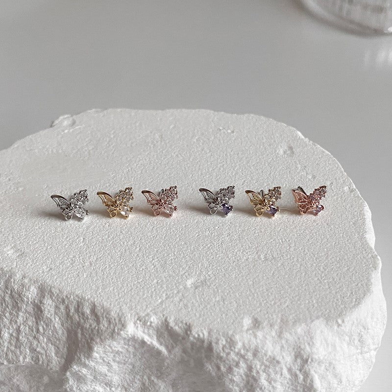 theminis 蝶 真鍮 キュービックジルコニア ピアス 軟骨ピアス mn 172
