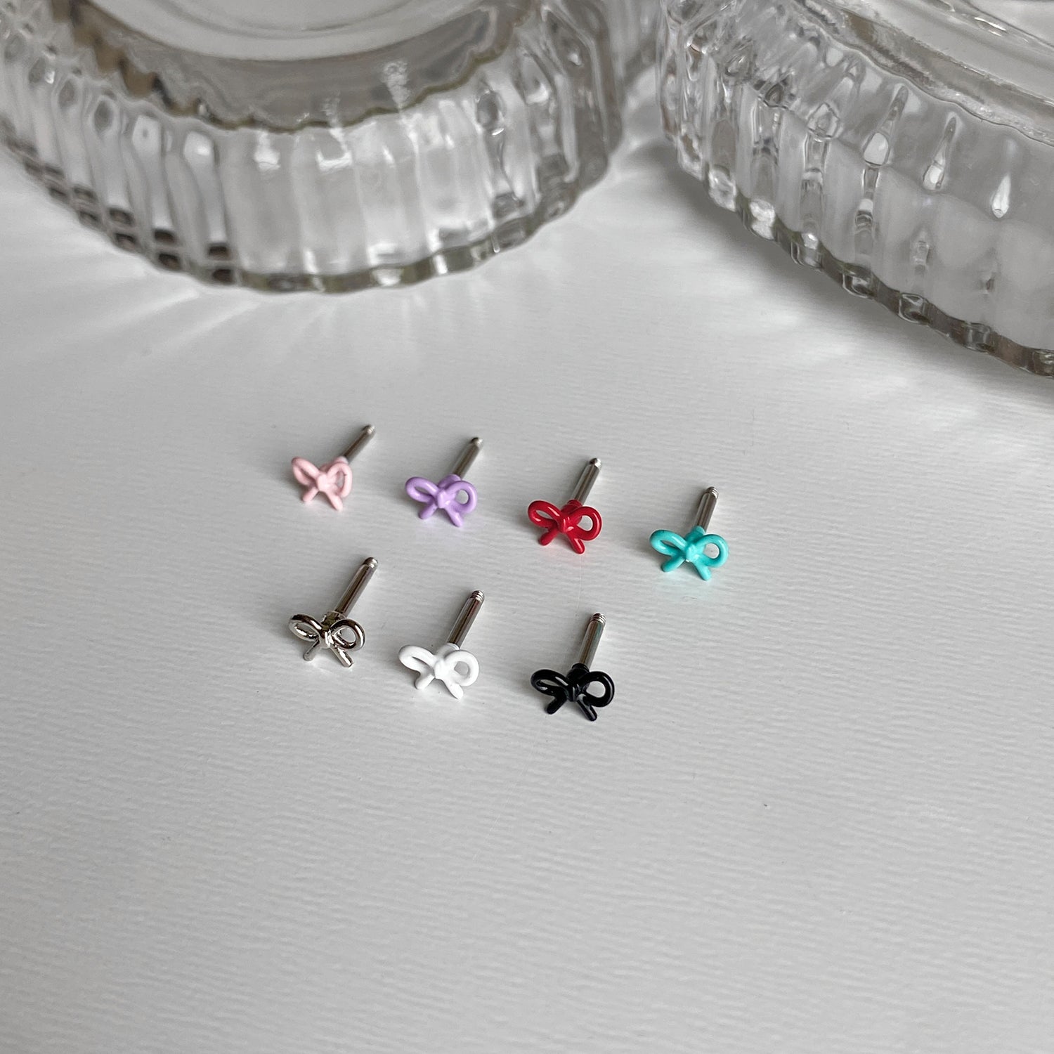 theminis ミニ リボン エポキシ デイリーピアス ニッケルフリー a8 241