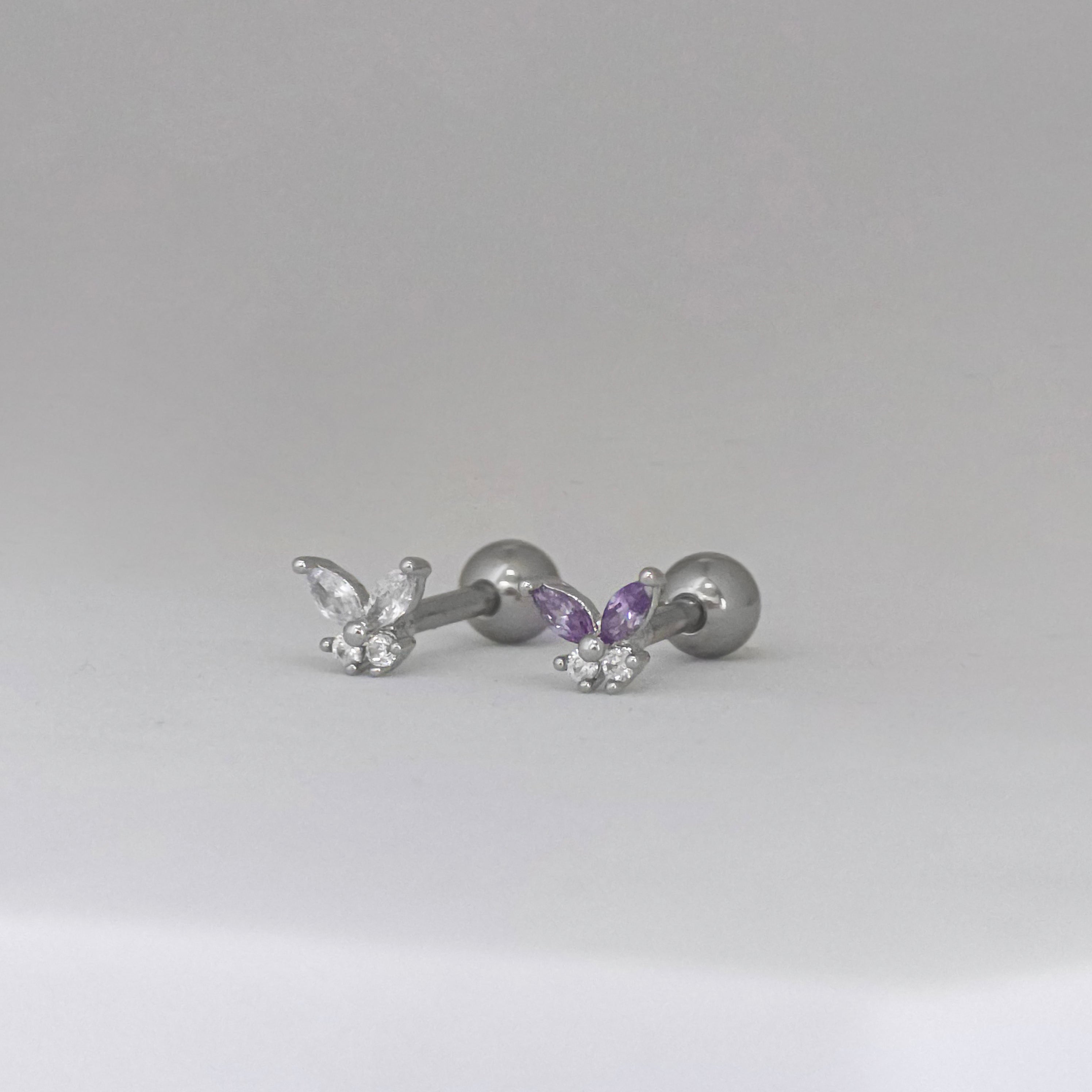 A8 239 [CRYSTAL] キュービックミニ蝶ピアス