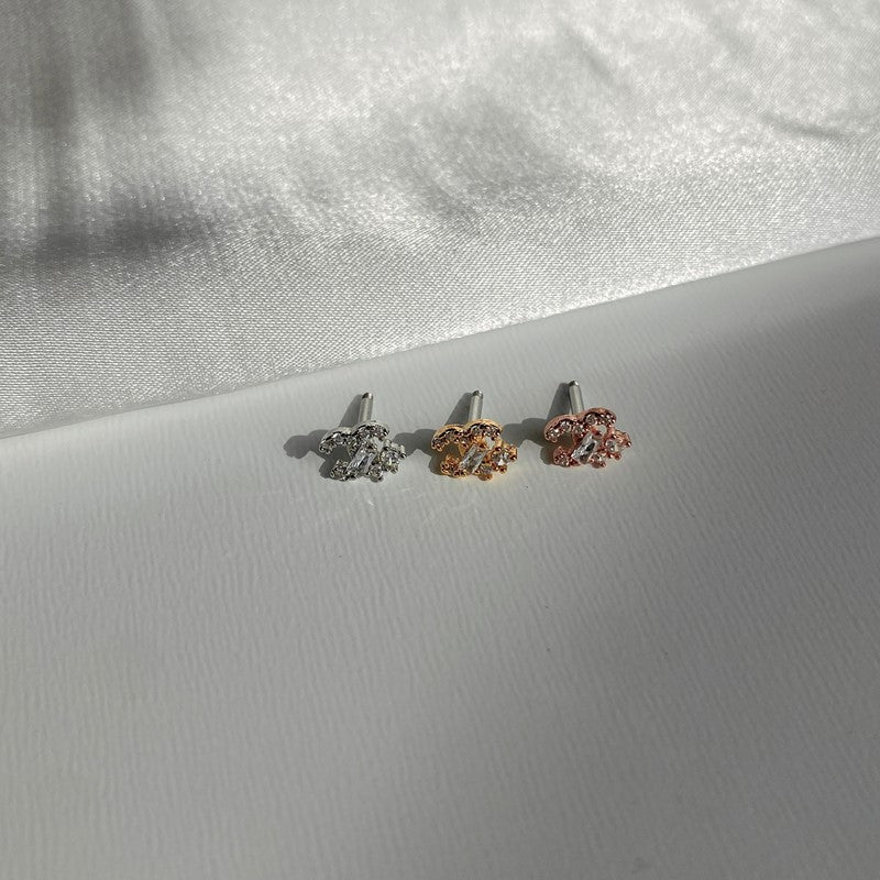 theminis カーブ 真鍮 キュービックジルコニア ピアス ボディピアス mn 166