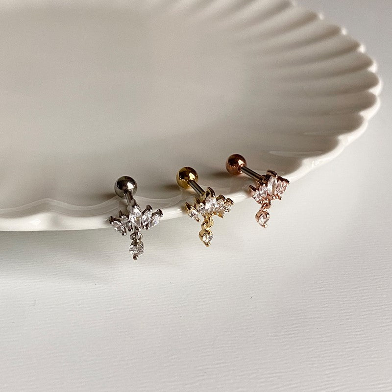 theminis ドロップ 真鍮 キュービックジルコニア ピアス ボディピアス mj 046