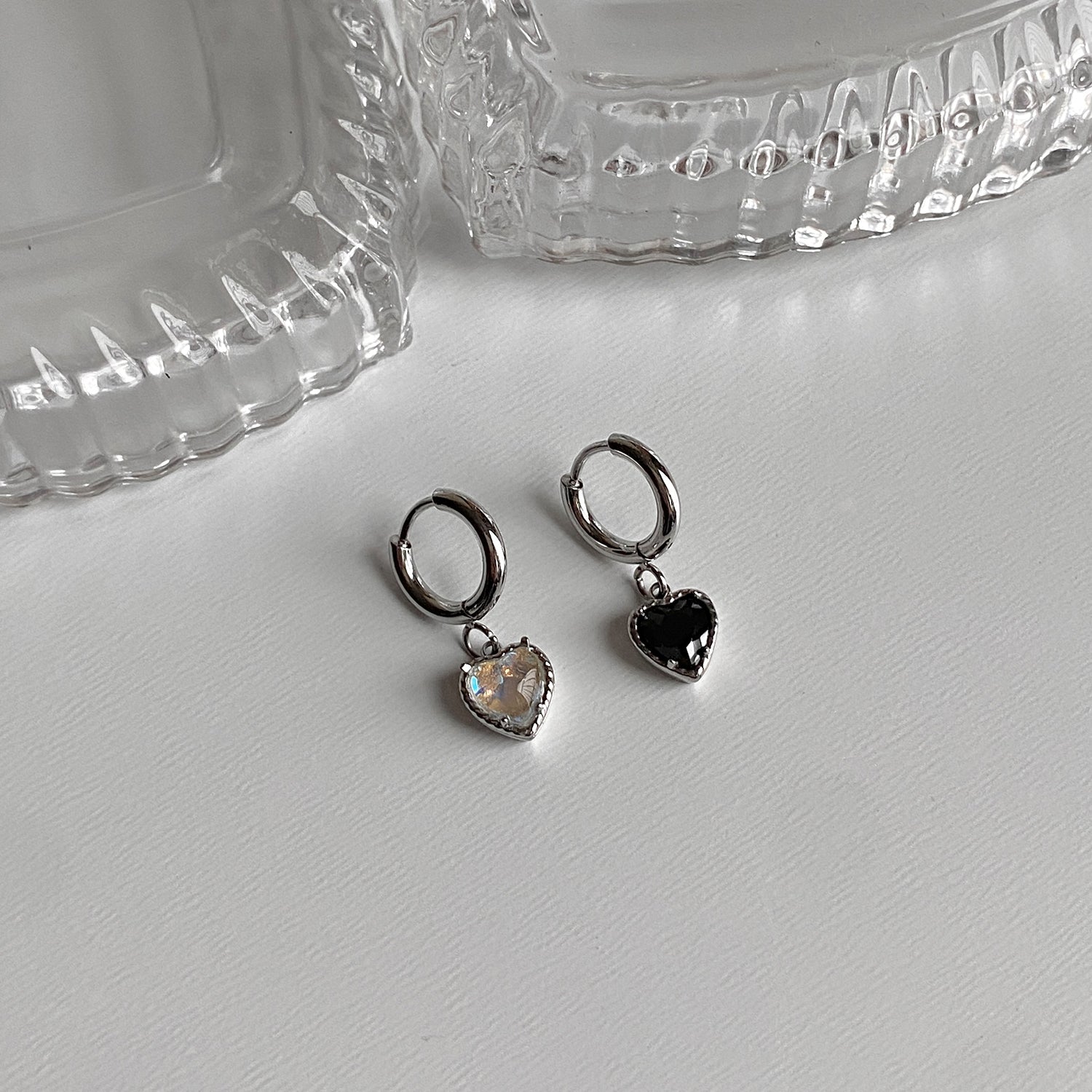 theminis ドロップ リング ハート 真鍮 キュービックジルコニア ピアス リング ピアス b3 050 