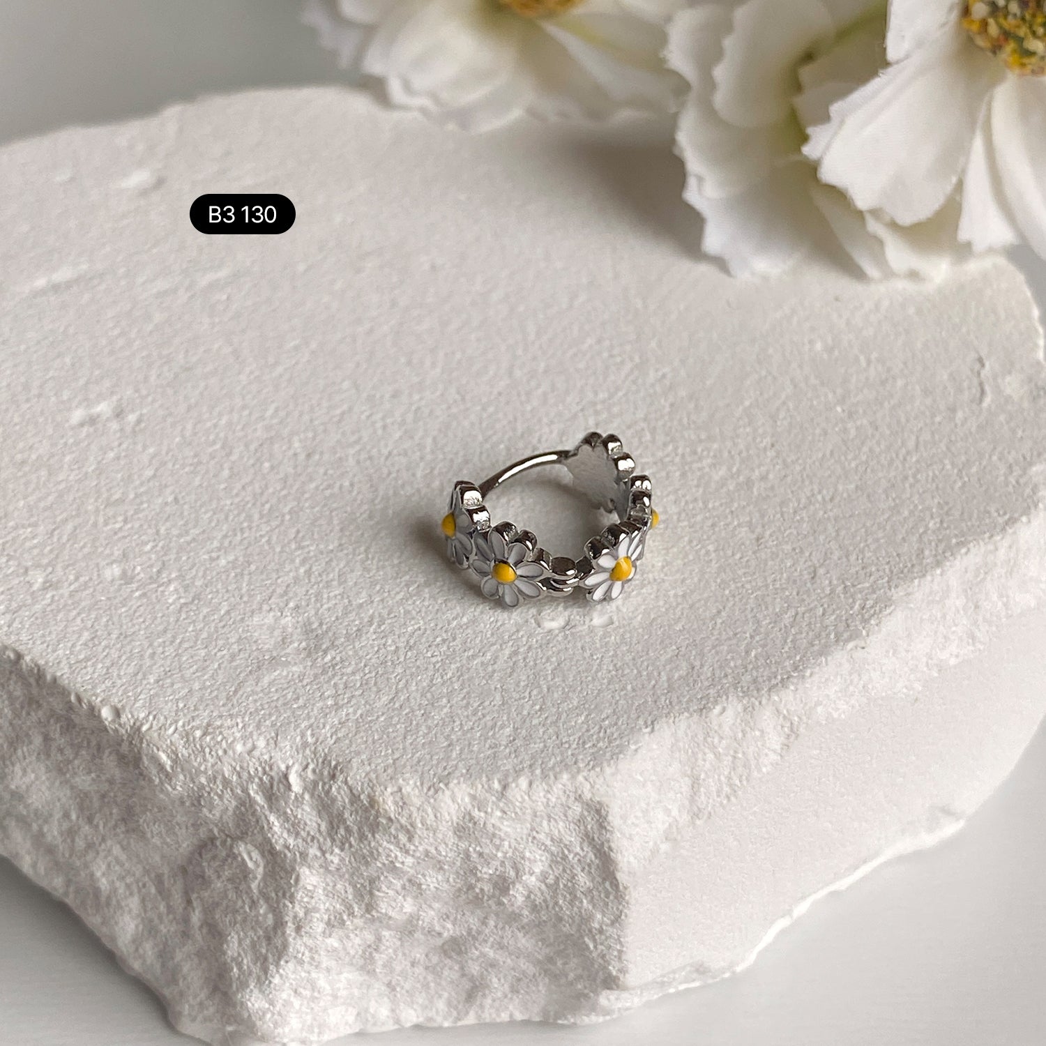 theminis フラワー リング サージカルステンレス ピアス ワンタッチピアス b3 130