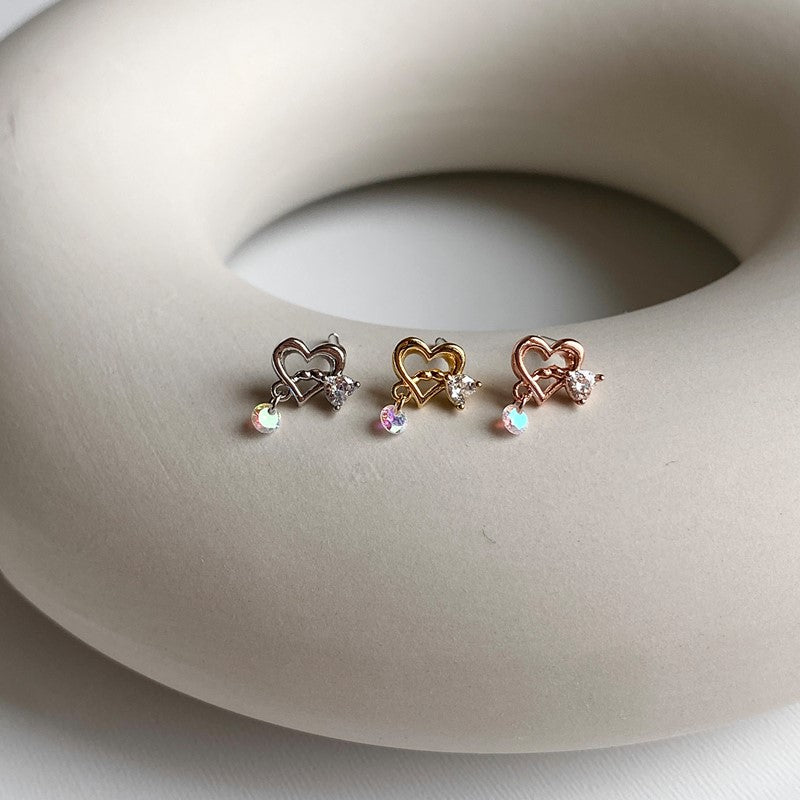theminis ハート 真鍮 キュービックジルコニア ピアス ボディピアス a5 258