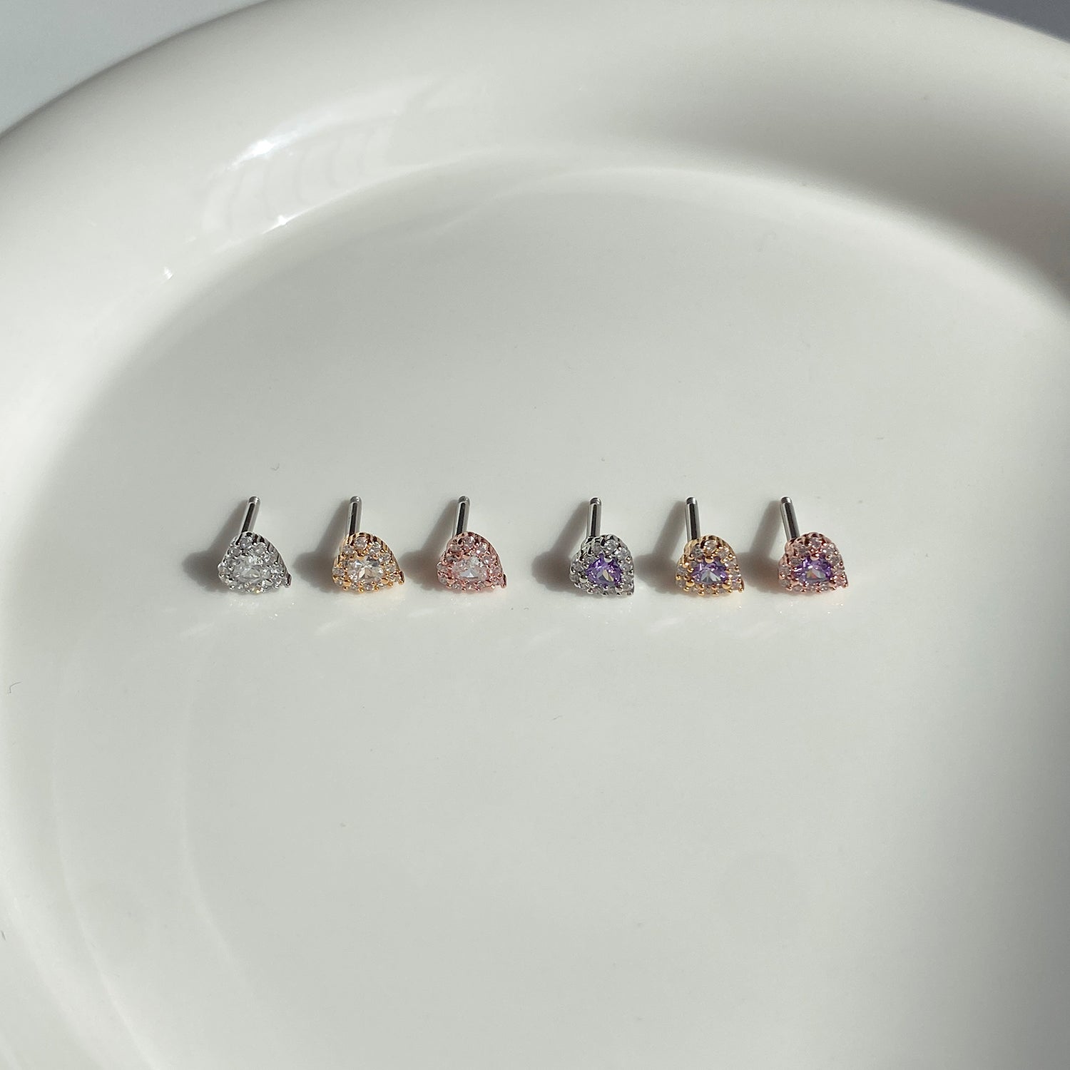 theminis ハート 真鍮 キュービックジルコニア ピアス 軟骨ピアス mp 095