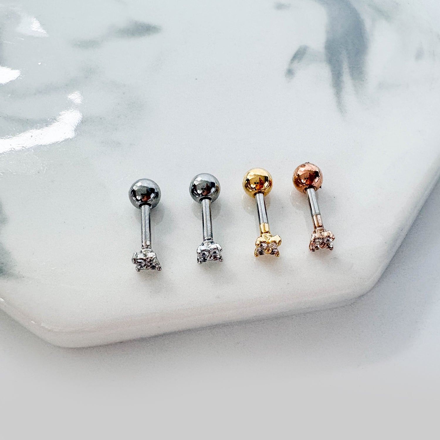 theminis 小さめ フラワー キュービックジルコニア ピアス mn 201