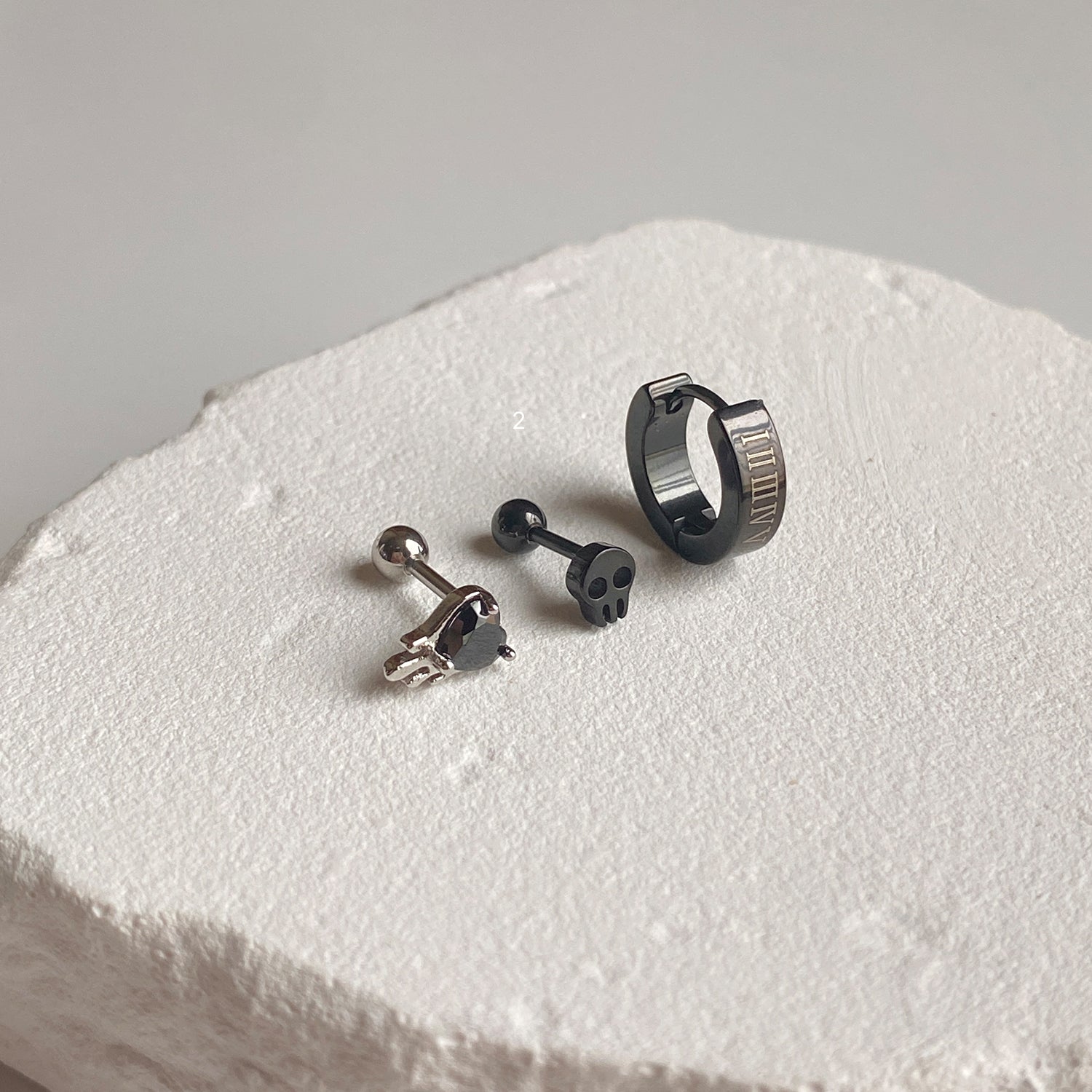 SET-013 ポイズンストーンハートワンタッチリングピアス3個セット