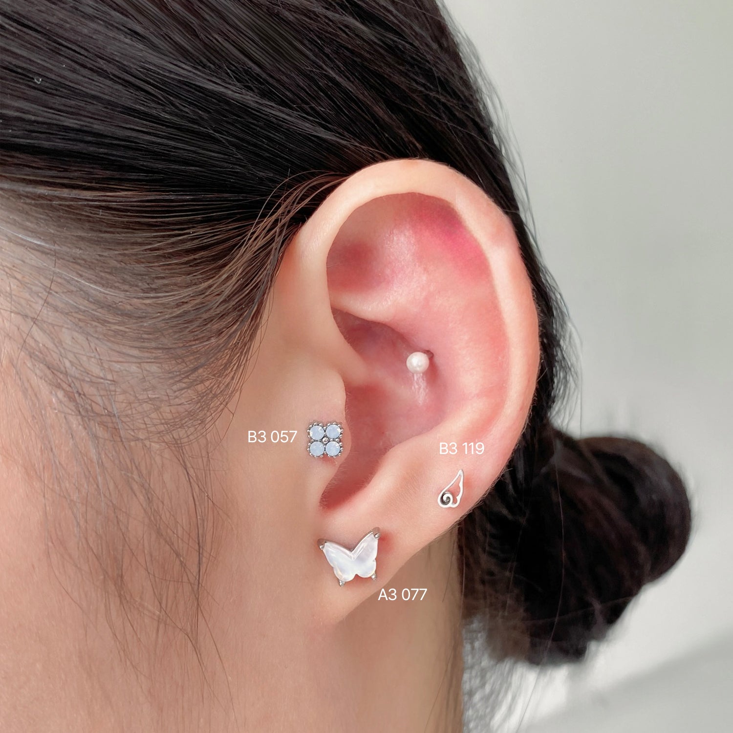 SET-014 ラインエンジェルハートブルーキュービックピアスセット [2pcs]