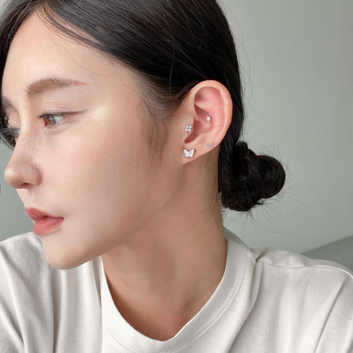SET-014 ラインエンジェルハートブルーキュービックピアスセット [2pcs]