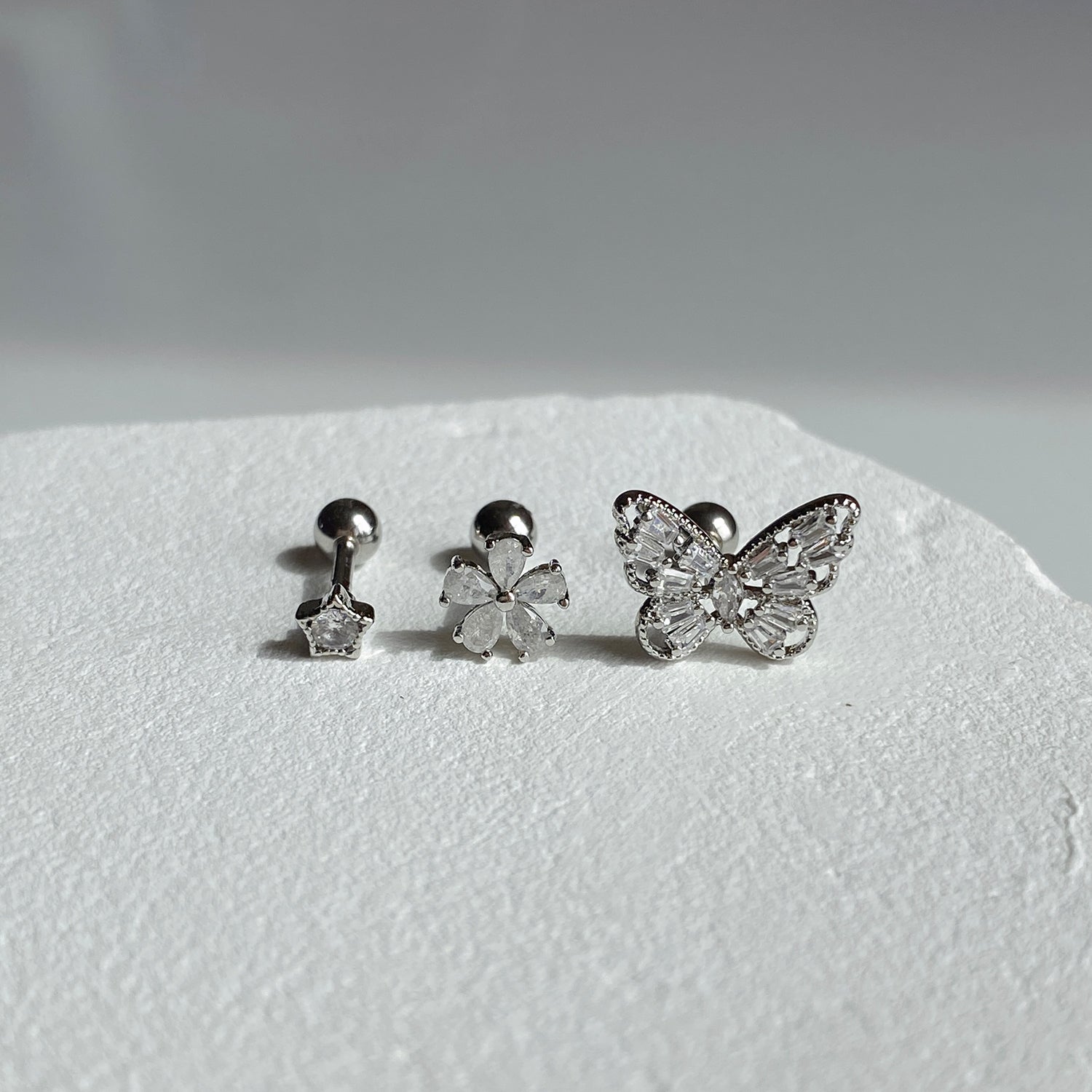theminis  040 ピアス 3個セット キュービックジルコニアピアス