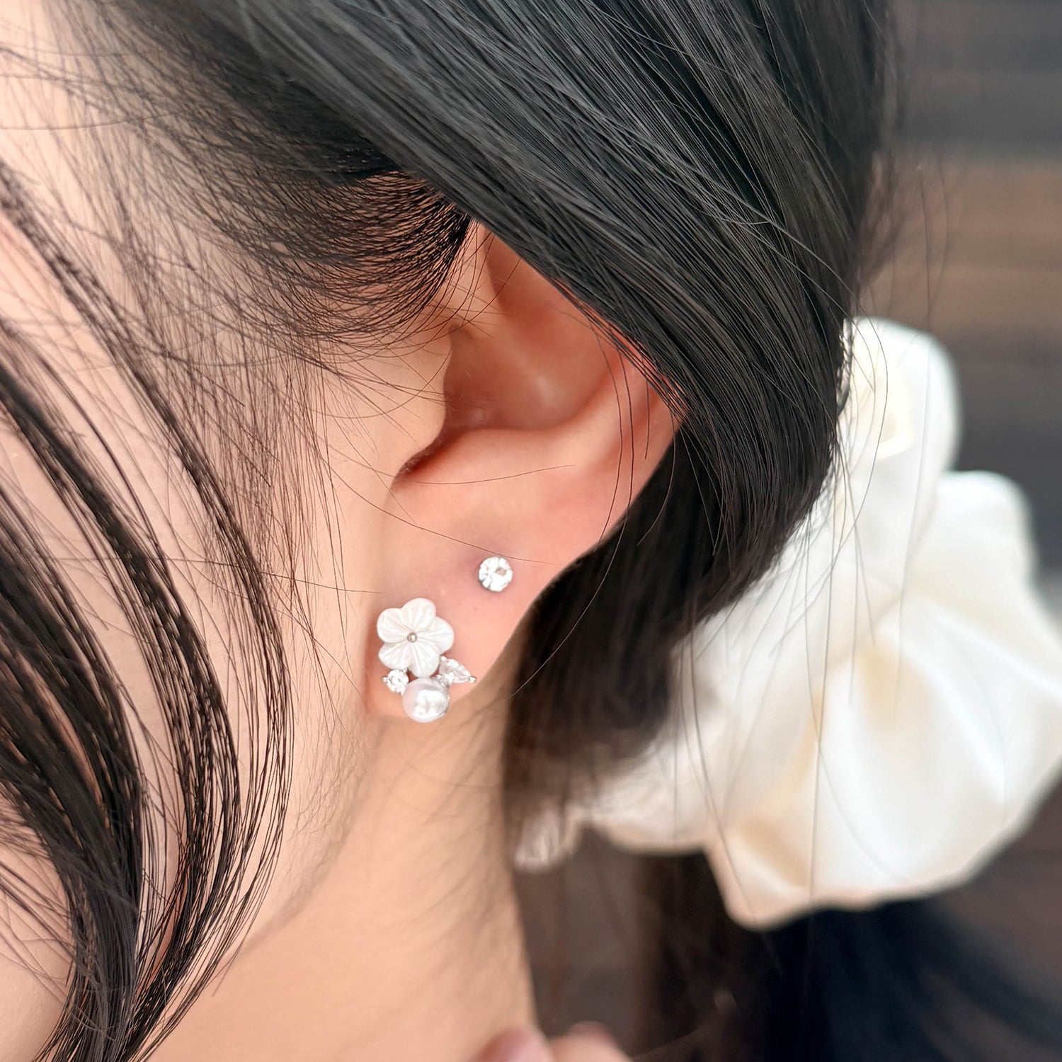 Spring-01 キュービックシルバーデイリーピアス6個セット