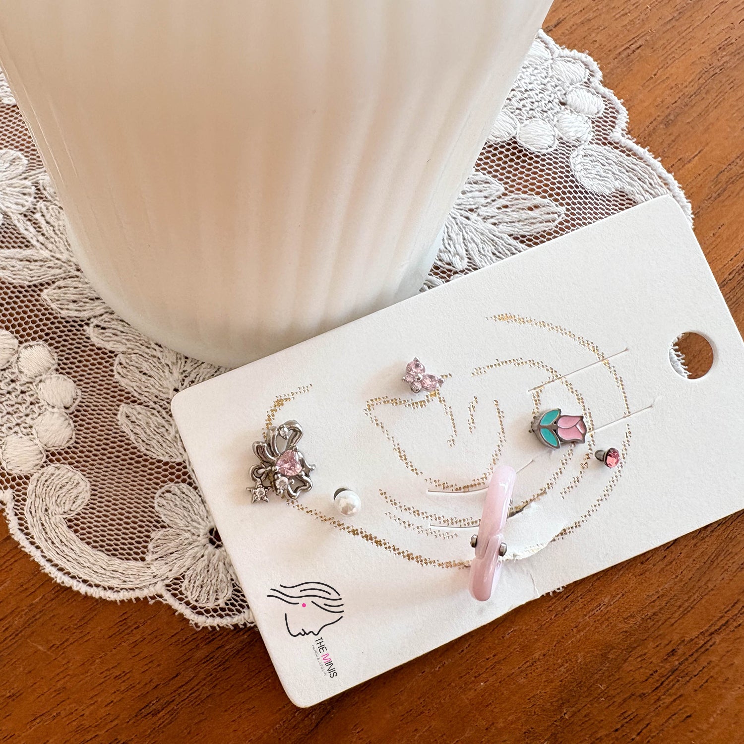 theminis スプリング 07 ピアス 6個セットパープルピンクカラー