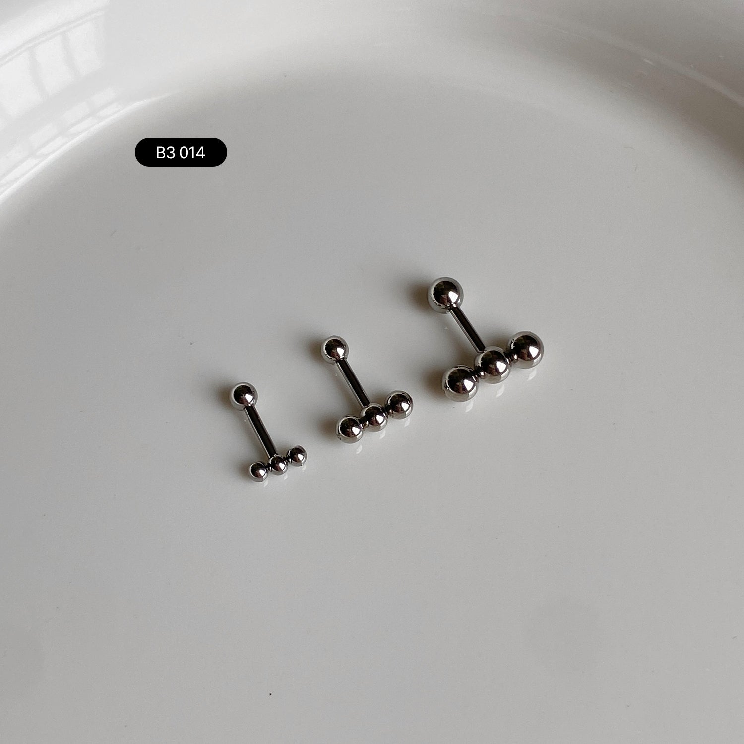 theminis トリプルボール サージカルステンレスピアス シンプルピアス b3 014